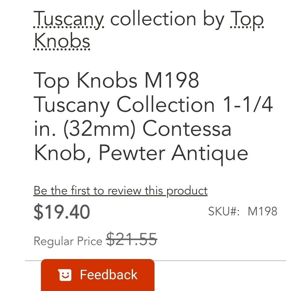 Top Knobs M198 Contessa Cabinet Knob 1.25" Antique Pewter Round Metal - Picture 9 of 9
